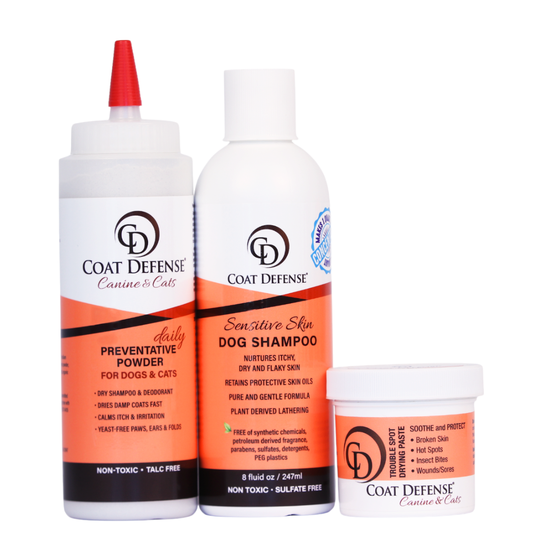 Coat Defense Best in Show Bundle Dog Itch Powder, Paste Shampoo