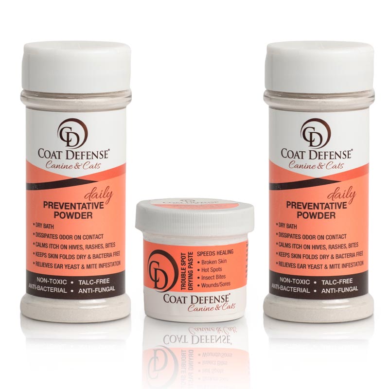 Dog itch and odor powder dog scratch and wound healing paste product bundle