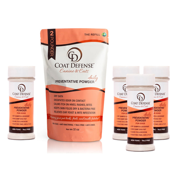 Daily Preventative Powder for Dogs Stink & Itch Relief Dry Shampoo
