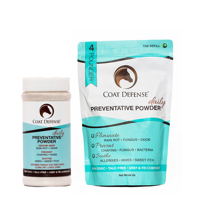 Horse Sweat Drying Powder and Refill Product Bundle Coat Defense